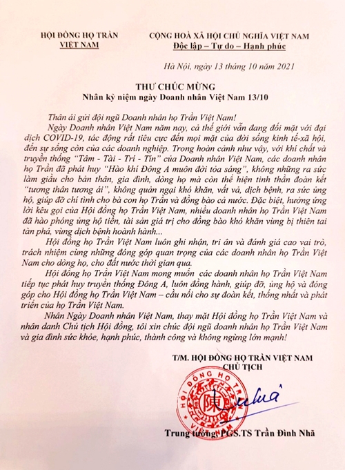 Doanh nhân họ Trần Việt Nam tiếp tục phát huy truyền thống Đông A